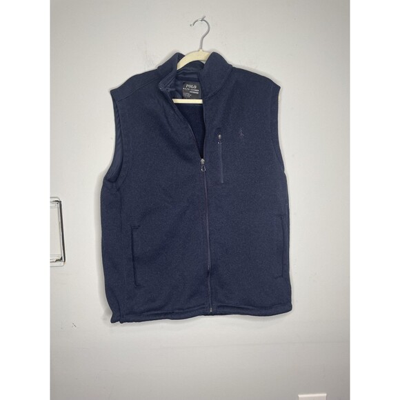 Polo Ralph Lauren Vest Mens XL Blue Performance Fleece Zip Pockets Pony Logo - Picture 1 of 12